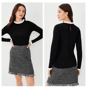 Ann Taylor Classic top with White Ruffle Neckline 🕊️